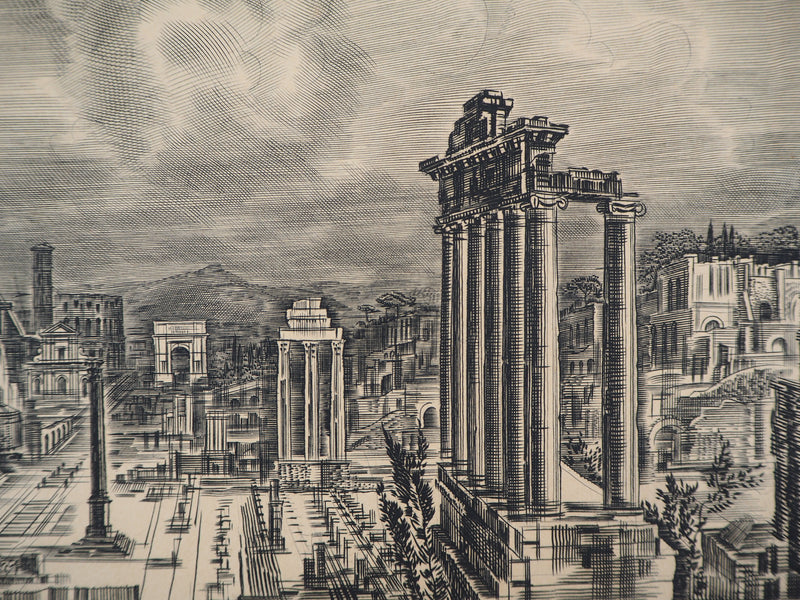 Albert DECARIS : Ruines de Rome - Gravure (détail)