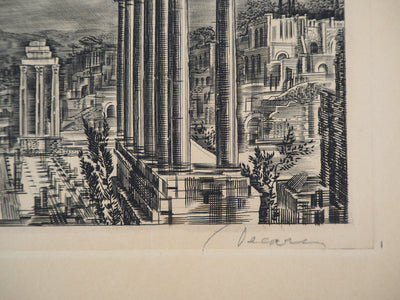 Albert DECARIS : Ruines de Rome - Gravure (détail)
