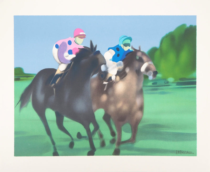 Alfred DEFOSSEZ : Au galop - Lithographie (détail)