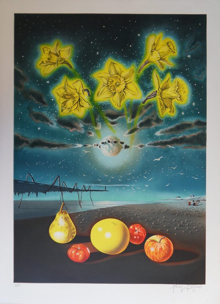 Xavier DEGANS : Paysage surréaliste - Lithographie