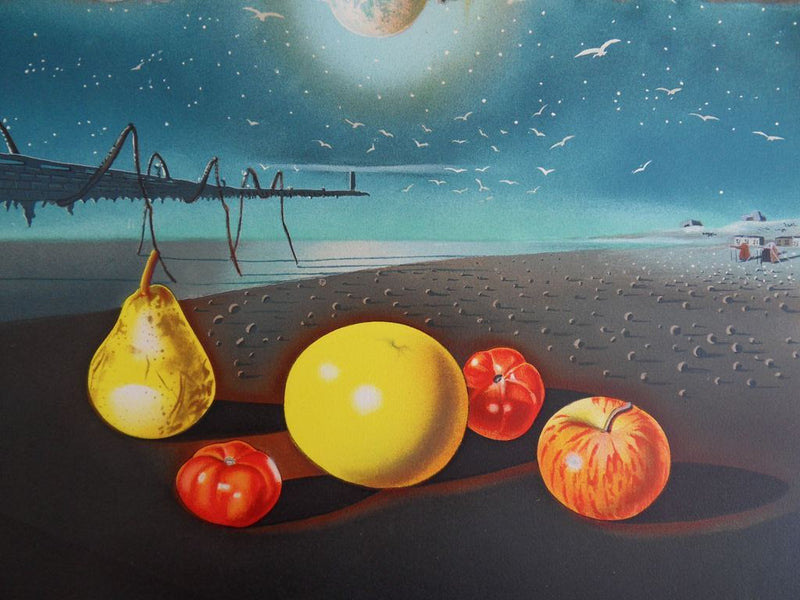 Xavier DEGANS : Paysage surréaliste - Lithographie (détail)