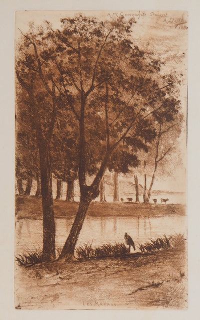 Auguste DELATRE : Les Marais, 1850 - Gravure