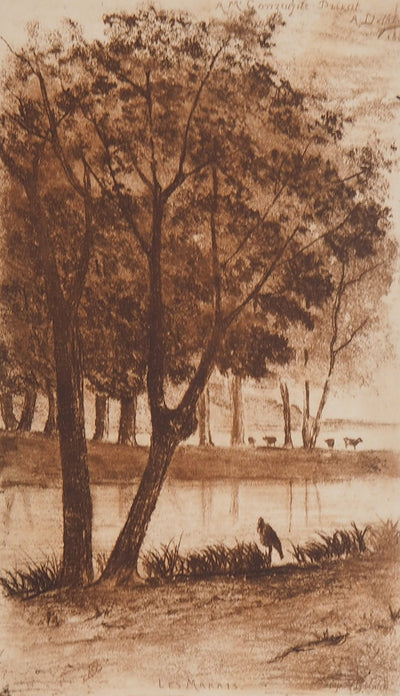 Auguste DELATRE : Les Marais, 1850 - Gravure (détail)