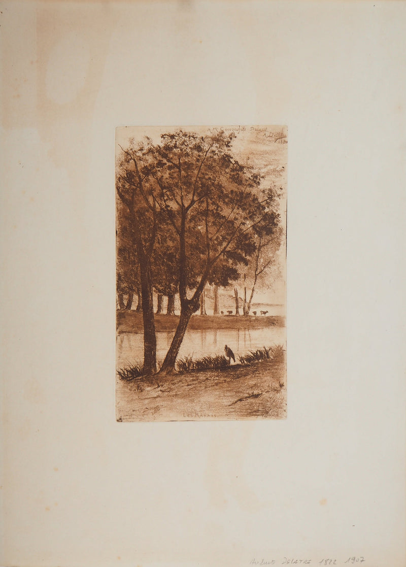 Auguste DELATRE : Les Marais, 1850 - Gravure (détail)