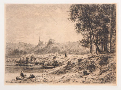 Alfred-Alexandre DELAUNEY : Ruisseau dans le forêt - Gravure