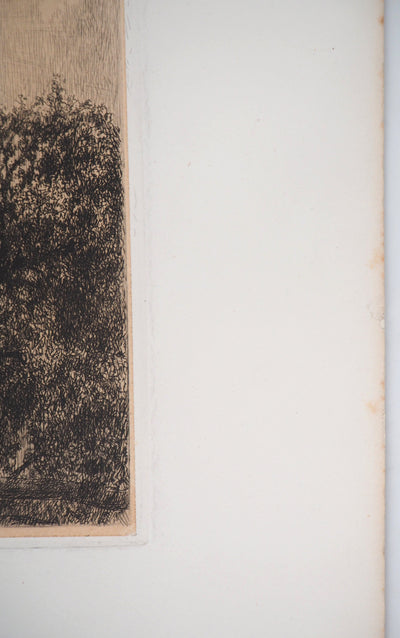 Alfred-Alexandre DELAUNEY : Ruisseau dans le forêt - Gravure (détail)