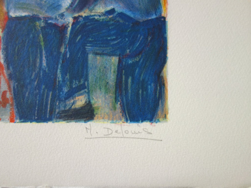 Nancy DELOUIS : Le Marché aux fleurs - Lithographie (détail)