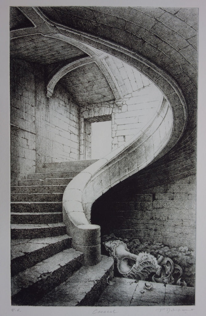 Pierre DELVINCOURT : Caracol - Gravure (détail)