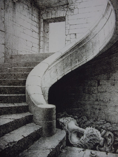 Pierre DELVINCOURT : Caracol - Gravure (détail)