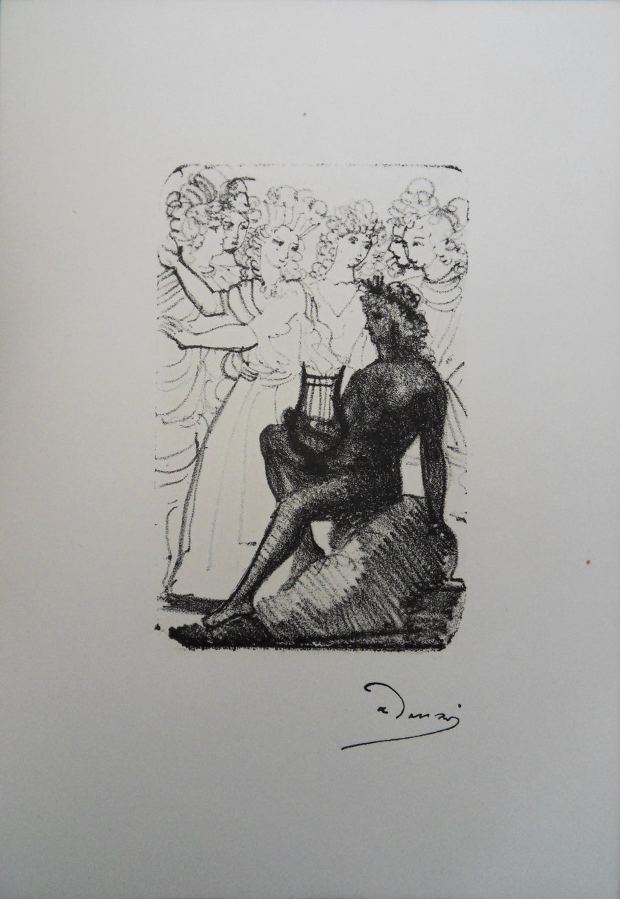 Lithographie Originale Signée André Derain "Cache Cache Dans Un Jardin" - Art XXe Siècle