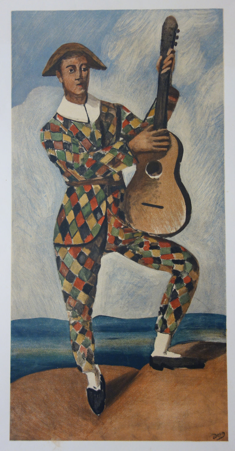 André DERAIN : Arlequin à la guitare - Lithographie (détail)