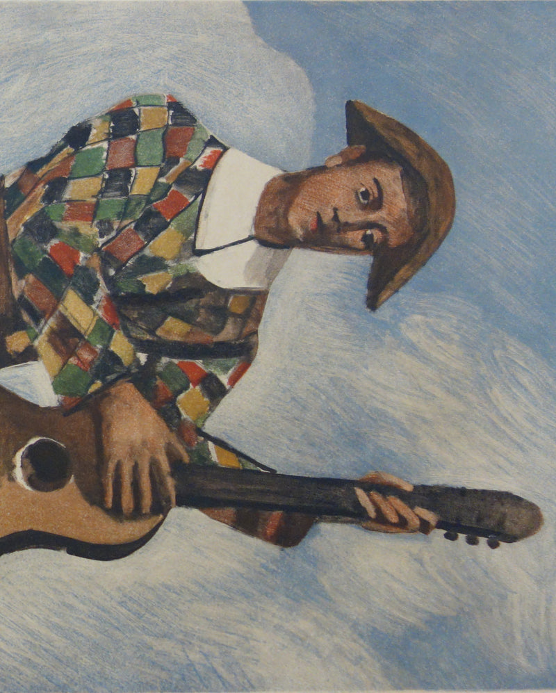 André DERAIN : Arlequin à la guitare - Lithographie (détail)