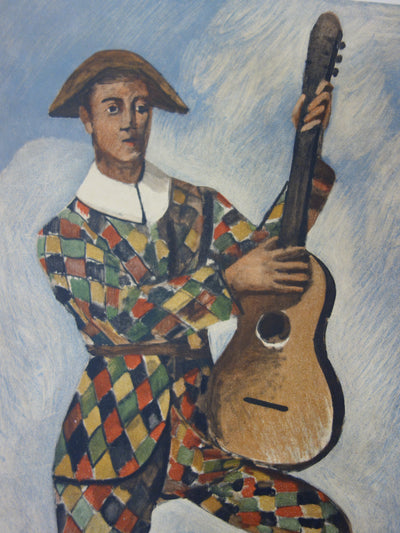 André DERAIN : Arlequin à la guitare - Lithographie (détail)