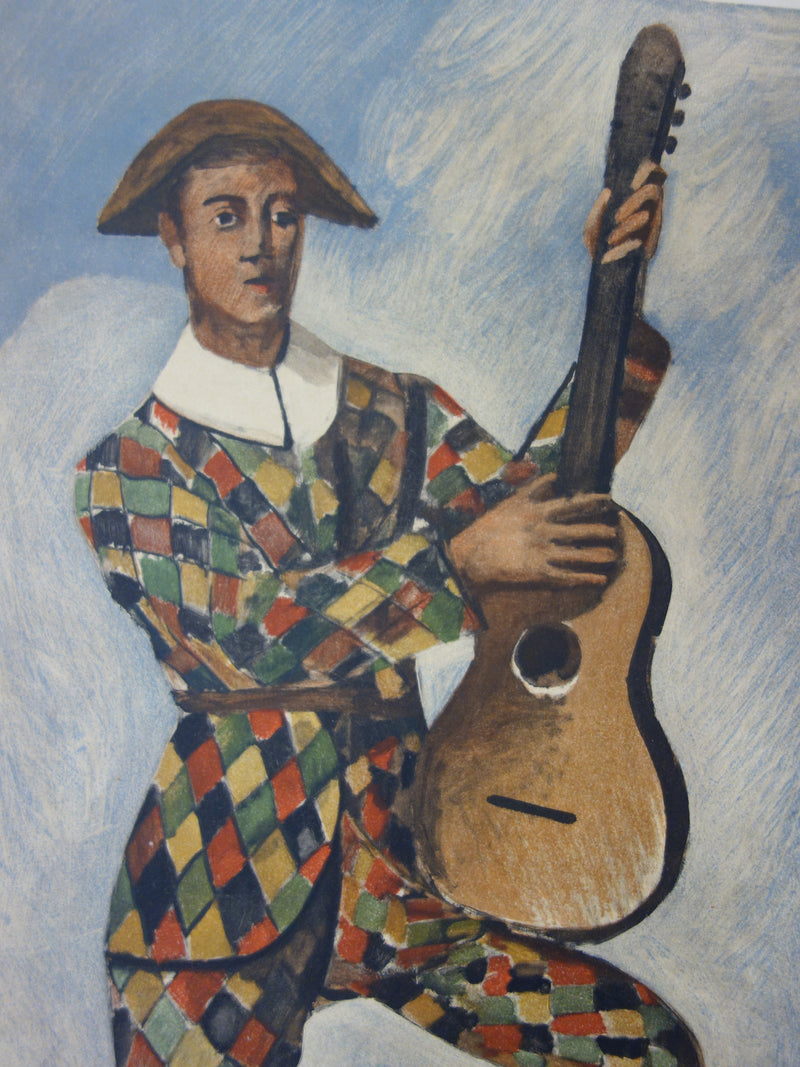 André DERAIN : Arlequin à la guitare - Lithographie (détail)