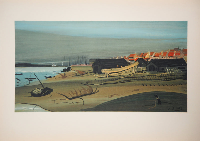 André DERAIN : Barques à Gravelines, 1956 - Lithographie