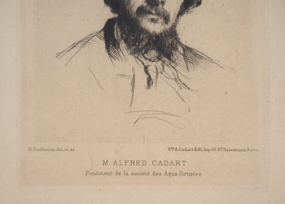 Marcelin DESBOUTIN : Portrait d'Alfred Cadart - Gravure (détail)
