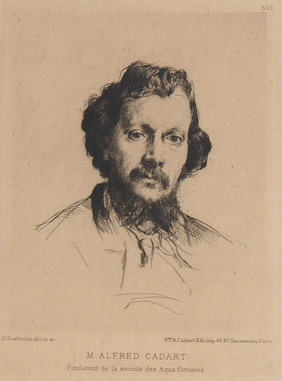 Marcelin DESBOUTIN : Portrait d'Alfred Cadart - Gravure (détail)