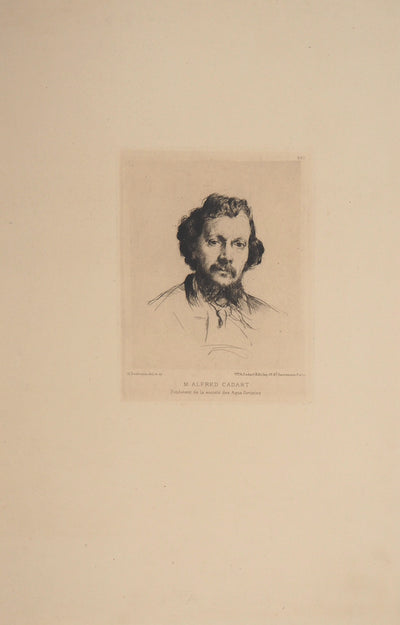 Marcelin DESBOUTIN : Portrait d'Alfred Cadart - Gravure (détail)