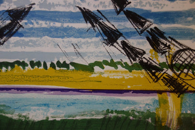 François DESNOYER : Maisons en Camargue, 1965 - Lithographie (détail)