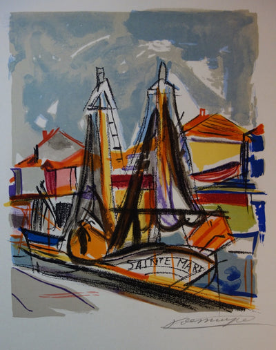 François DESNOYER : Les Saintes Maries, 1965 - Lithographie (détail)
