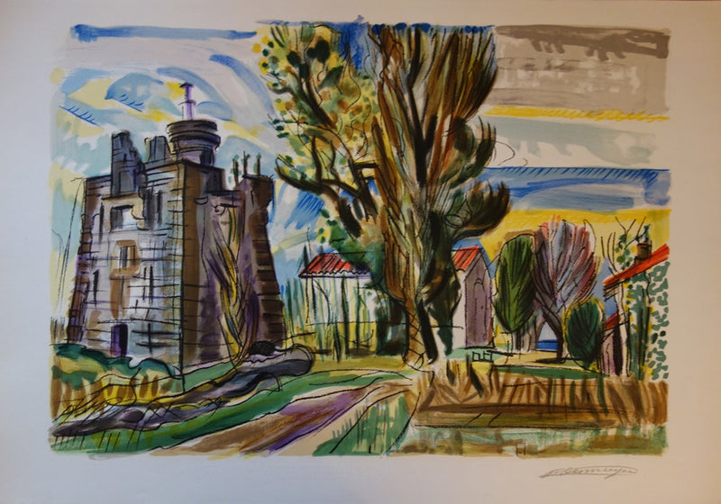François DESNOYER : Vieux château en Provence, 1965 - Lithographie