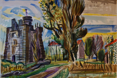 François DESNOYER : Vieux château en Provence, 1965 - Lithographie (détail)