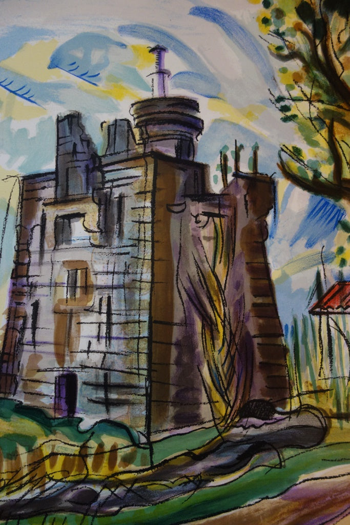 François DESNOYER : Vieux château en Provence, 1965 - Lithographie (détail)