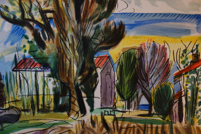 François DESNOYER : Vieux château en Provence, 1965 - Lithographie (détail)