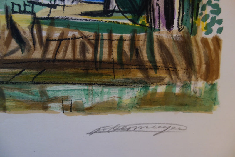 François DESNOYER : Vieux château en Provence, 1965 - Lithographie (détail)