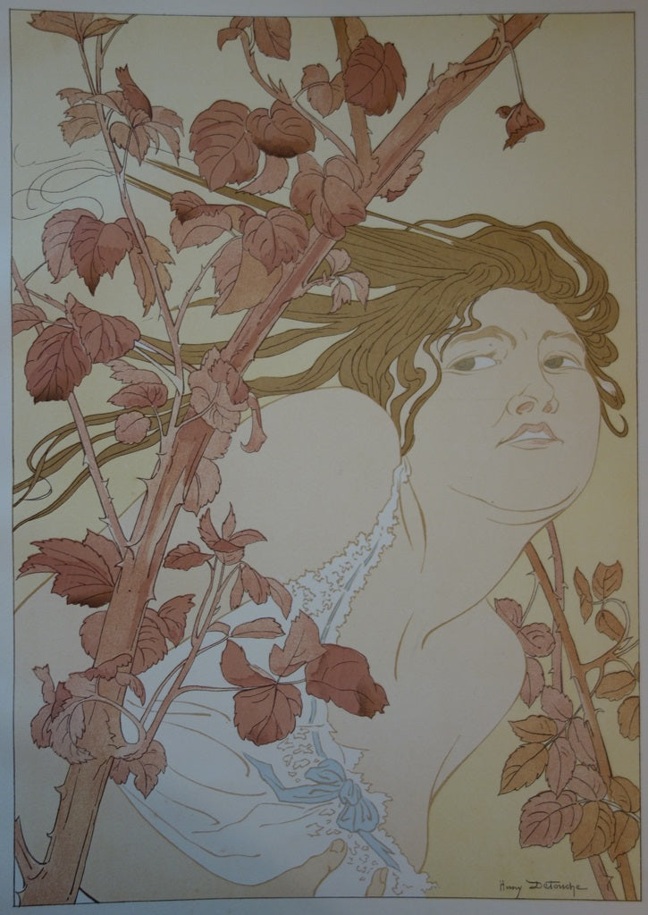 Henri DETOUCHE : Dans les ronces - Lithographie (détail)