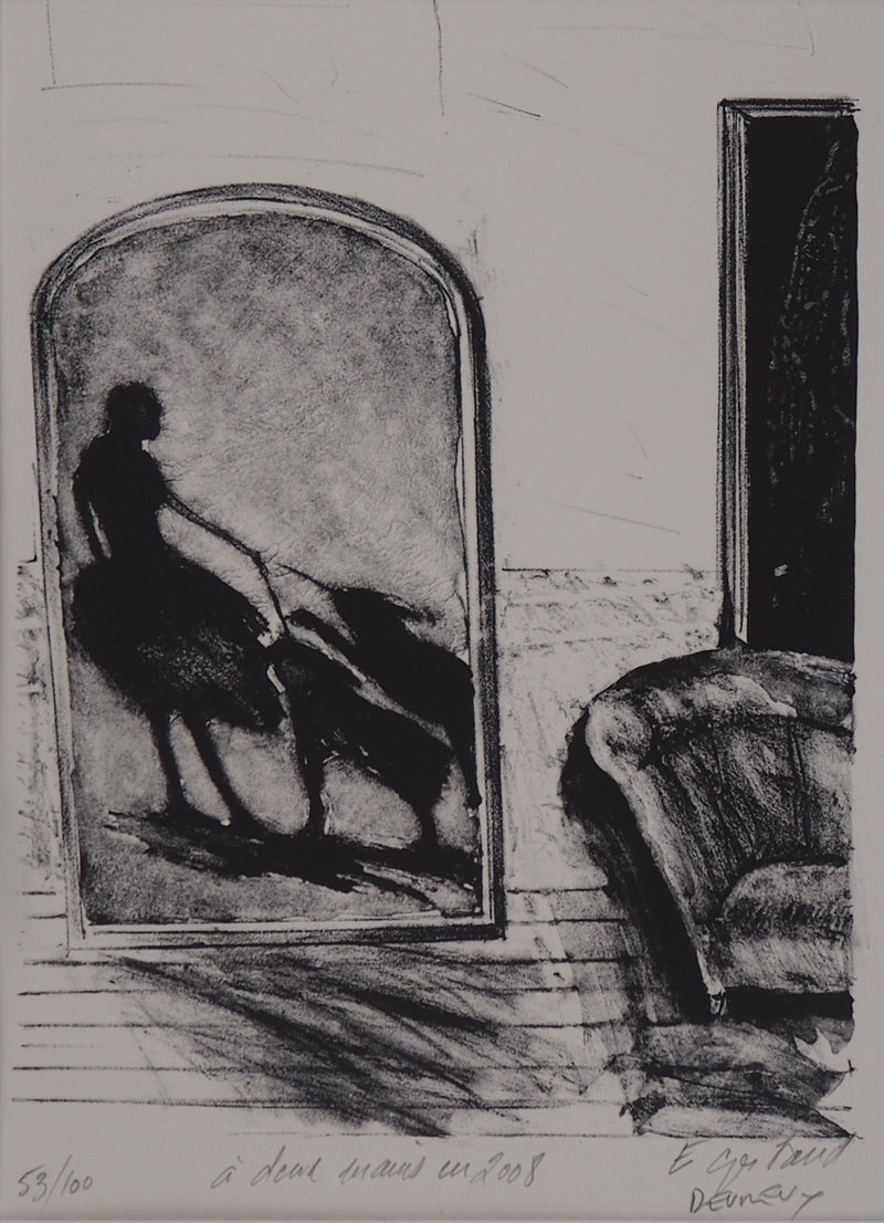 Patrick DEVREUX : Petite ballerine guidant deux chiens (A deux mains), 2008 - Lithographie