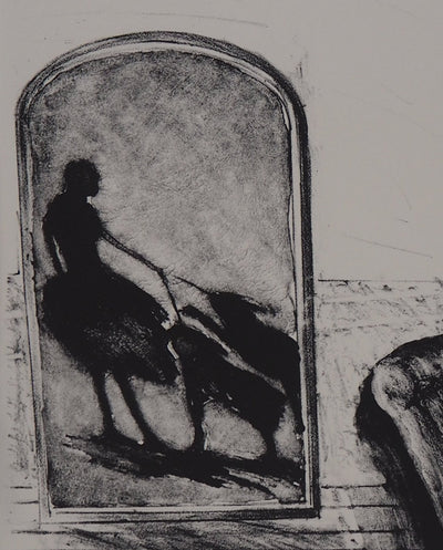 Patrick DEVREUX : Petite ballerine guidant deux chiens (A deux mains), 2008 - Lithographie (détail)