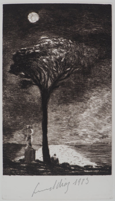 Gérard DIAZ : Minuit au lac, 1986 - Gravure