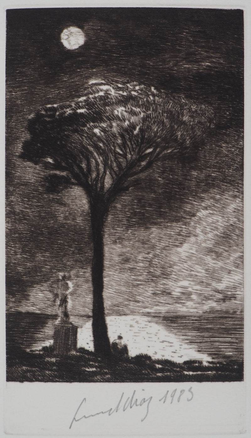 Gérard DIAZ : Minuit au lac, 1986 - Gravure