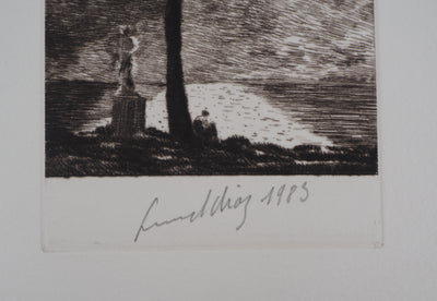 Gérard DIAZ : Minuit au lac, 1986 - Gravure (détail)