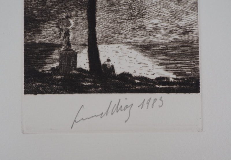Gérard DIAZ : Minuit au lac, 1986 - Gravure (détail)