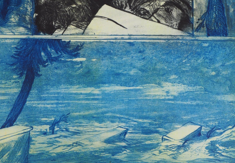 Gérard DIAZ : Paysage bleu - Gravure (détail)