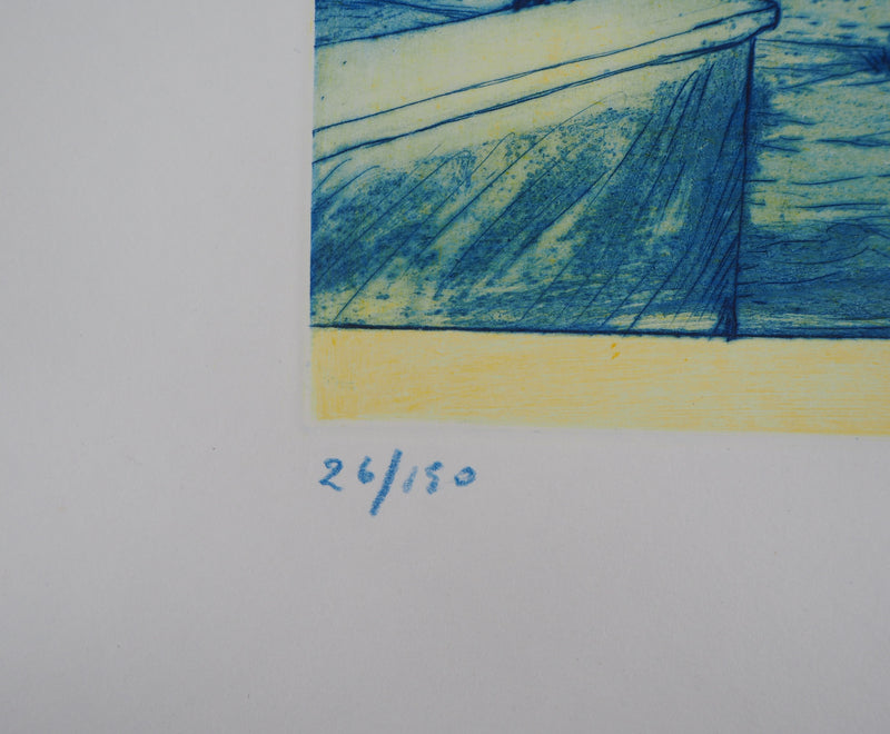 Gérard DIAZ : Paysage bleu - Gravure (détail)
