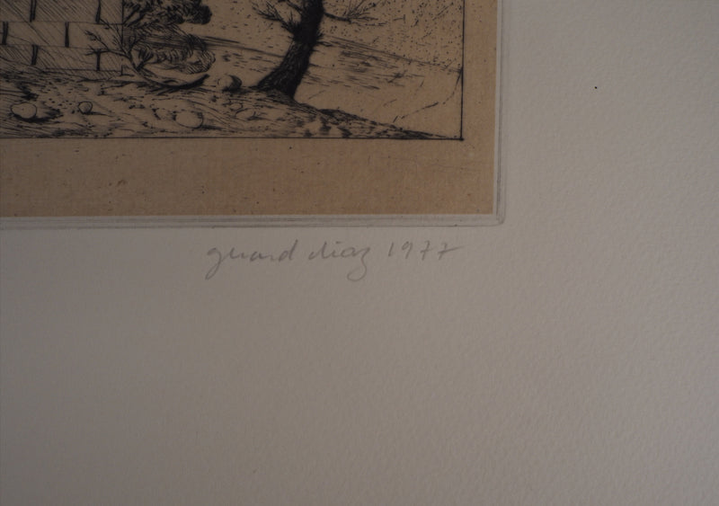 Gerard DIAZ : Paysage surréaliste, 1977 - Lithographie (détail)