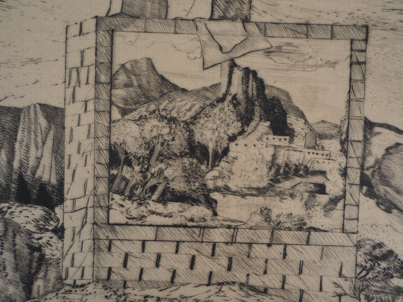 Gerard DIAZ : Paysage surréaliste, 1977 - Lithographie (détail)