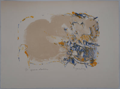 Gérard DIAZ : Village embrumé - Lithographie