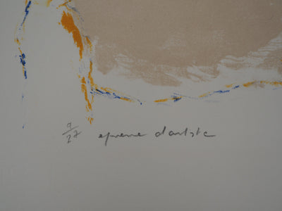 Gérard DIAZ : Village embrumé - Lithographie (détail)