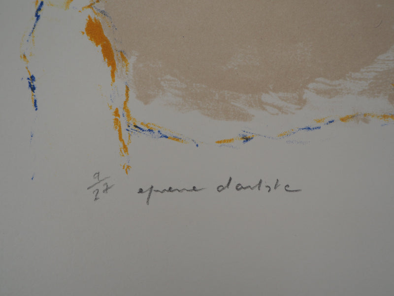 Gérard DIAZ : Village embrumé - Lithographie (détail)