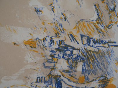 Gérard DIAZ : Village embrumé - Lithographie (détail)