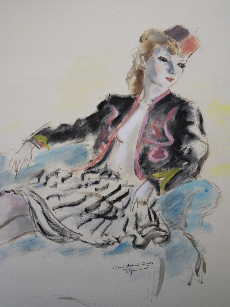 André DIGNIMONT :  - Aquarelle (détail)