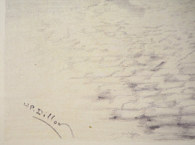 Henri Patrice DILLON : Promenade à la berge de la Seine - Lithographie (détail)