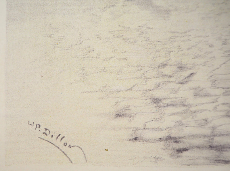 Henri Patrice DILLON : Promenade à la berge de la Seine - Lithographie (détail)