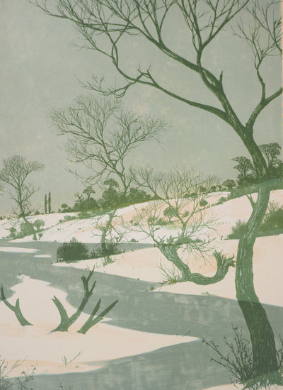 Albert DRACHKOVITCH-THOMAS : Paysage enneigé - Lithographie (détail)