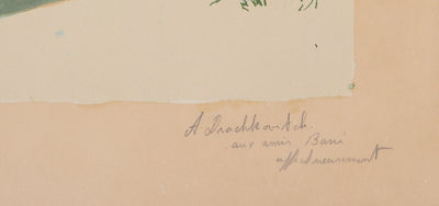 Albert DRACHKOVITCH-THOMAS : Paysage enneigé - Lithographie (détail)