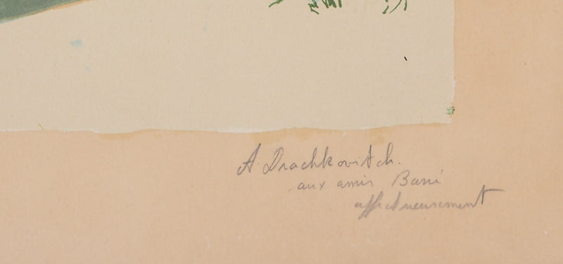 Albert DRACHKOVITCH-THOMAS : Paysage enneigé - Lithographie (détail)